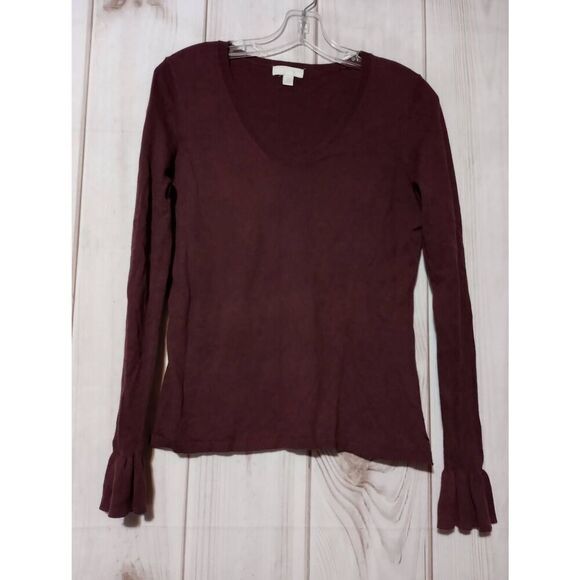 14th and Union Sweater Ladies Small Maroon Scoop Neck Bell Sleeve - Picture 1 of 7